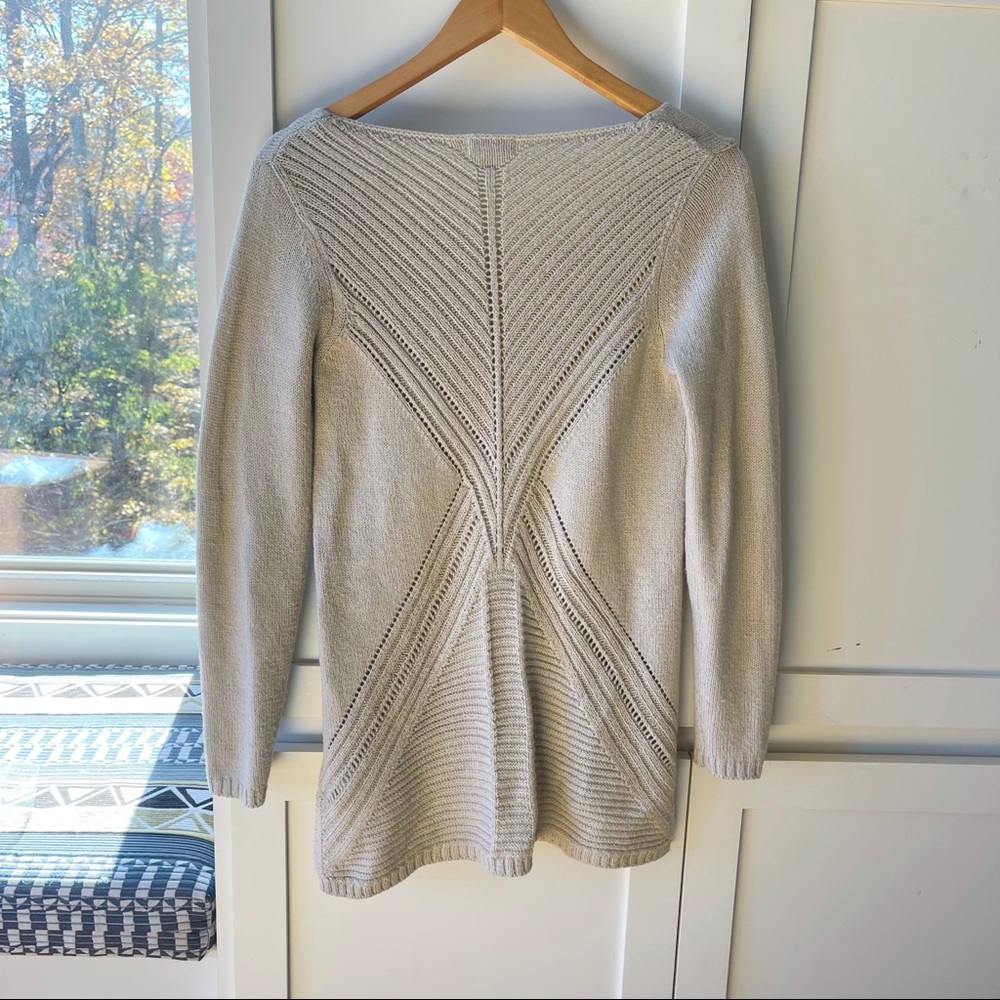 Champagne crochet back sweater